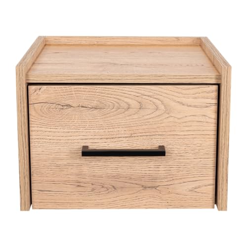 Tuhome Boa Floating Nightstand, Wall-Mounted Bedside Table with 1 Drawer, 13.8" W x 9.8" H Engineered Wood Small Night Stand for Bedroom, White - color: Macadamia
