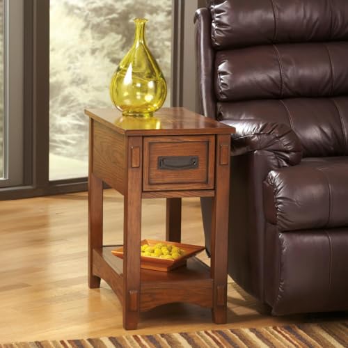 Signature Design by Ashley Breegin Narrow Sofa Side End Table, Brown, 13" - color: Brown