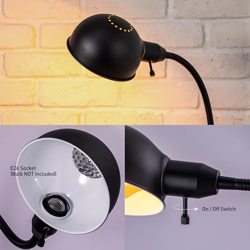 O'Bright Adjustable Floor Lamp with Flexible Gooseneck and Rotatable Shade, E26 Socket, 10-Inch Base - Ideal for Reading, Bedside, Living Room, Black - color: Black