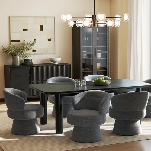 360° Swivel Accent Chairs, Modern Chenille Upholstered Boucle Dining Chair with Back, Vanity Chair Accent Armchair Side Chairs for Dining/Living Room, Bedroom, Gray - color: Grey, size: 1 Chair