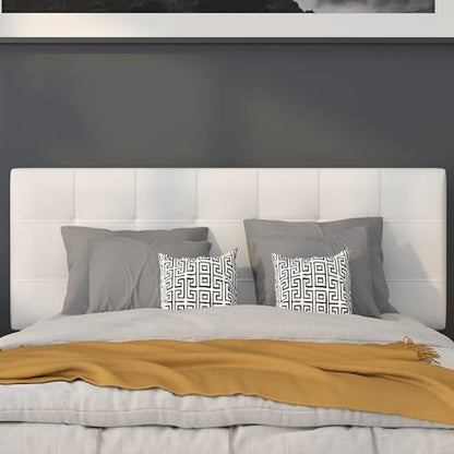 Quilted Tufted Upholstered Full Size Headboard in White Fabric - color: White, size: Full