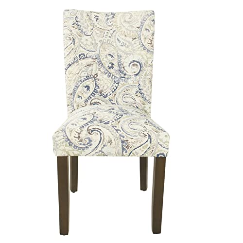 HomePop Classic Parsons Dining Chair - Blue Velvet Paisley Print (Set of 2) - color: Blue Velvet, style: Pack of 2