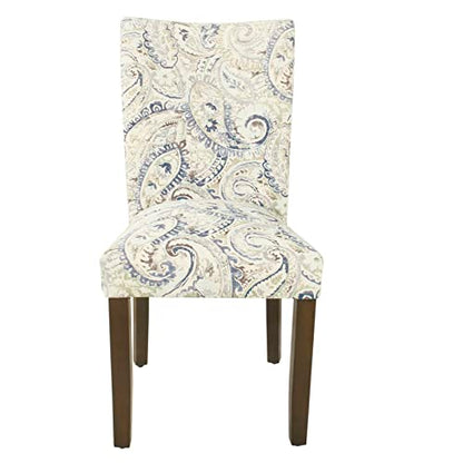 HomePop Classic Parsons Dining Chair - Blue Velvet Paisley Print (Set of 2) - color: Blue Velvet, style: Pack of 2
