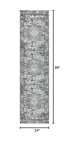 Rugs.com - Arlington Rug – 8 Ft Runner Dark Gray Coastal Runner Rug for Hallways and Kitchens - color: Dark Gray, size: 2' x 8' (Runner)