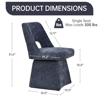 VKNOW Upholstered Swivel Dining Chair with Curved Open Back | Modern Dining Room Chairs with Chenille Fabric, Space-saving, Easy Assembly, for Dining Room, Living Room, Bedroom, Blue - color: Blue
