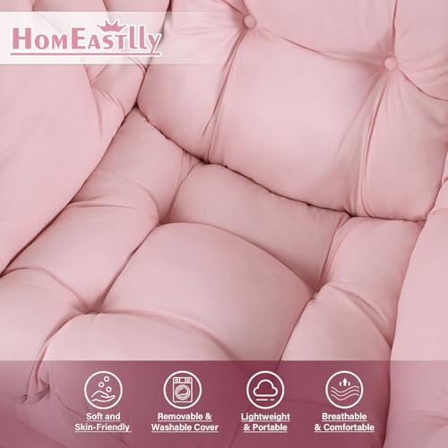 Lazy Chair with Ottoman, Soft Comfy Chair for Bedroom, Pink | Reading Accent Lounge Chair with folding Foot Stool for Living Room Dorm Apartment, sturdy metal frame - color: Pink