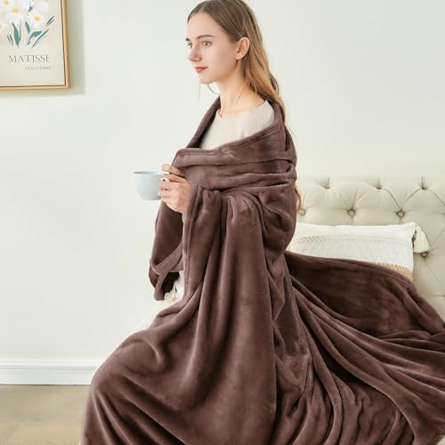 BEDELITE Fleece Blanket Soft Plush Full Bed Blanket Brown 84"x90" | Ultra Soft Fleece, Plush Microfiber, Lightweight Warmth, All Season Comfort, Fade Resistant, Machine Washable, Couch Sofa Bed - color: Brown, size: Full(84"x90")