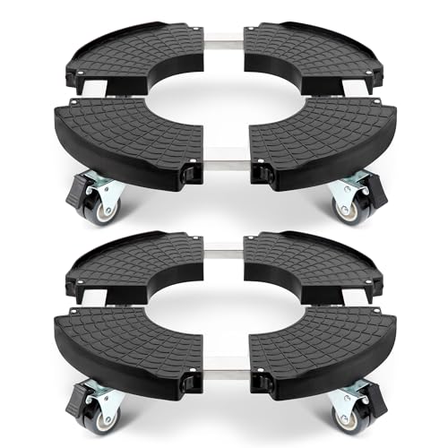 W B D WEIBIDA 2 Pack Plant Caddies with Wheels Heavy Duty 440 lbs Capacity, Rolling Plant Stand for Large Planter and Pots Indoor Outdoor, Garden Round Dolly with Lockable Casters - color: Black