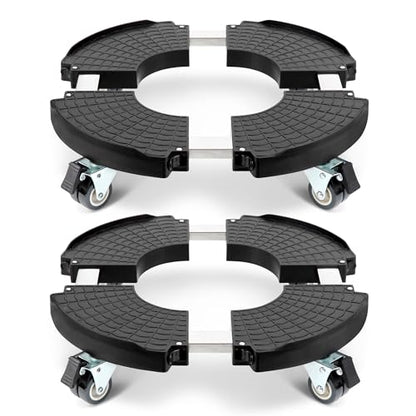 W B D WEIBIDA 2 Pack Plant Caddies with Wheels Heavy Duty 440 lbs Capacity, Rolling Plant Stand for Large Planter and Pots Indoor Outdoor, Garden Round Dolly with Lockable Casters - color: Black