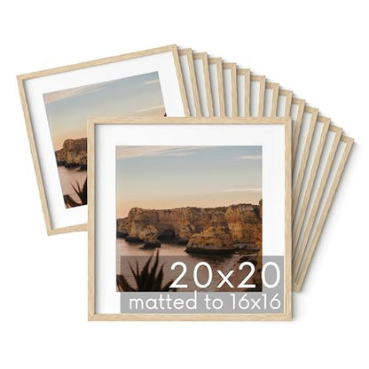 HAUS AND HUES Beige Oak Wood 20x20 Picture Frames - Set of 15, Square Frames with Plexiglass, Modern Gallery Wall Frames for Posters (20x20 in, Beige, Set of 15) - color: Beige Oak, size: 20x20 in, style: Set of 15