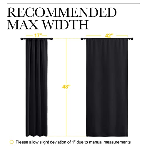 NICETOWN Black Blackout Curtains and Drapes 48 inches Long, Privacy RV Draperies for Small Windows, Thermal Insulated Curtain Panels (42" Wide, 2 Panels) - color: Black, size: 42"W x 48"L (Pack of 2)