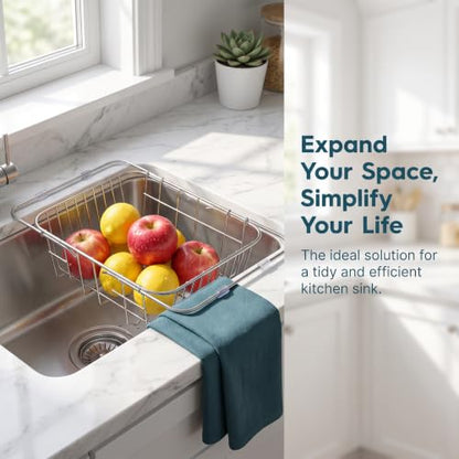 Expandable Over-the-Sink Stainless Steel Dish Rack - size: Extra Large