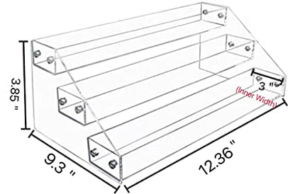 PMMASTO Widen Tiered Spice Rack, Seasoning Organizer, Clear Acrylic Vertical Shelves Can Organizer for Countertop, Cabinet, Pantry, Kitchen Organization and Storage - 3 Tier - size: Widen 3 Tier - inner width 3''