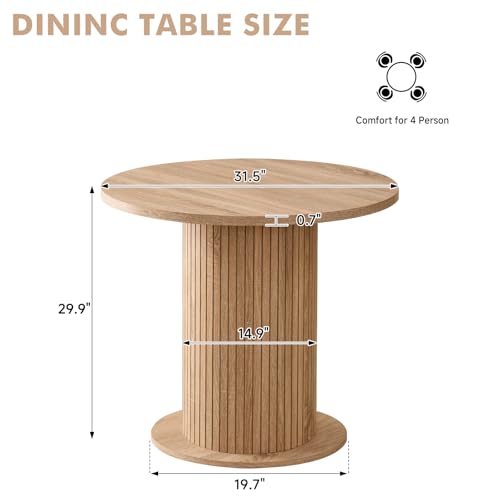 31.5" Round Dining Table for 2, Modern Small Pedestal Kitchen Table, Space Saving, for Apartment Dining Living Room - color: Mini Natural 31.5