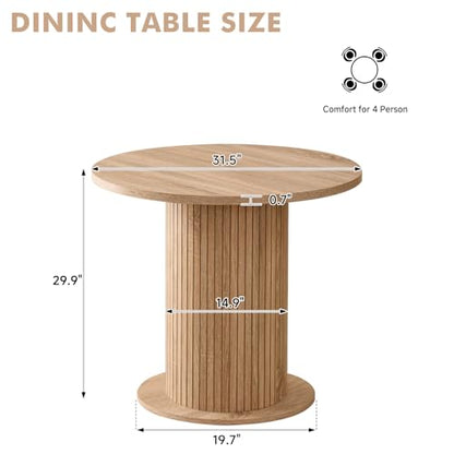 31.5" Round Dining Table for 2, Modern Small Pedestal Kitchen Table, Space Saving, for Apartment Dining Living Room - color: Mini Natural 31.5