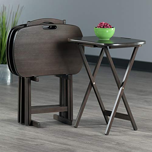Winsome Lucca Snack Folding Table Set, 22.8-inch x 15.6-inch, Oyster Gray (16577) | Easy to Store Portable Fold Up Table Set with Storage for Kitchen, Living Room TV Dining, Crafts, Puzzles, Work From Home - color: Oyster Gray