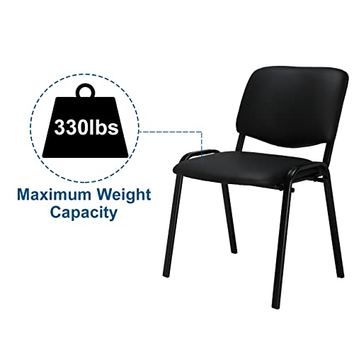 VINGLI 10-Pack Waiting Room Chairs, Stackable Chair for Office, Pu-Black | Stacking Chairs, Armless Church Chairs, Space-saving, Guest & Reception, Office Lobby, Business Hall - color: Pu-black, size: 10-pack