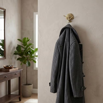 Indian Shelf Brass Tree Swivel Wall Hook, Foldable Tri-Arm Gold Hanger - style: Tree