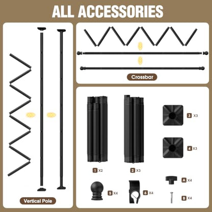 AKTOP Extra Long Room Divider Curtain Rod, No Drill Tension Rod, Black | Adjustable 3.5-11ft(H) x 42-233"(W), Heavy Duty Floor-to-Ceiling Design for Stability, Damage-Free Setup, Large Space Privacy - color: Black