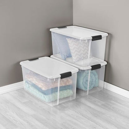 Sterilite 4 Pack Ultra Latching Box, Storage Bins with Lids, Clear Plastic, 70 Quart - Heavy-Duty Organizing Containers for Closet, Bathroom, and Office - size: 70 Quart