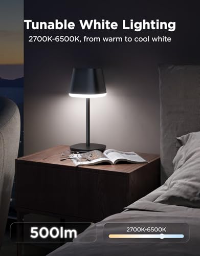 Govee Smart Cordless Table Lamp Classic (No Adapter), RGBIC Desk Lamp | Rechargeable Table Lamp for Living Room, Portable Lamp Works with Matter, Bedside Lamp for Nightlight, 72 Scenes Modes, 500lm