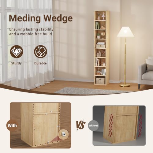 8 Cube Oak Book Shelf, Tall Bookcase for Bedroom Home Office Living Room - color: Oak, size: 8 Cube