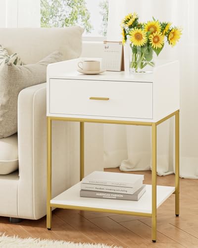 Masupu Nightstand, 3-Tier Modern Bedside Night Stand with Storage Drawer and Shelf, Large End Side Table for Bedroom, Living Room, White - color: Extra Large White