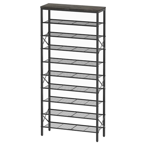 10 Tier Shoe Rack, Large Capacity Shoe Storage Organizer Holds 40 Pairs, Sturdy and Stable, for Entryway, Hallway, Closet, Dorm Room, Charcoal SS10BCG1 - color: Charcoal + Black, size: 27.8" x 10.8" x 65.7"