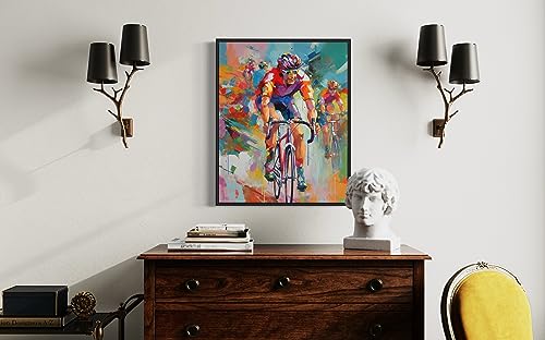 HomeArtPrint Cycling Art Print Poster, Wall Art Painting Decor. Paint Splash Style Artwork. (Cycling, 11x14 inches + (Black Frame)) - color: Cycling, size: 14"L x 11"W