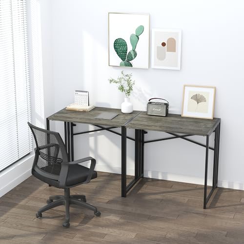 Lutown-Teen 32 inch Small Folding Desk, Black Oak | Writing Gaming Computer Camping Desk for Small Spaces, No Assembly Required Home Office Desk - color: Black Oak, size: 32 Inch