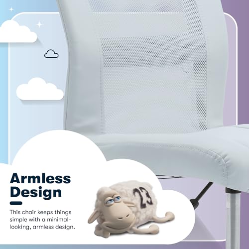 Serta Armless Small Home Desk Chair with Wheel, Ergonomic Mesh Office Chair | Essentials, Leather & Foam Cushioned Seat, Adjustable Height, Vanity Chair for Bedroom & Small Space, 360° Swivel, Sky Blue - color: Sky Blue