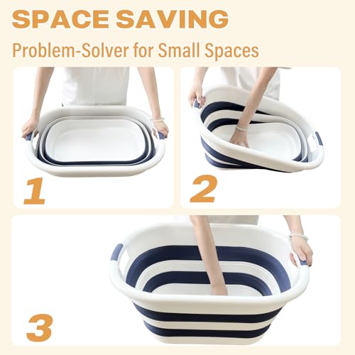 43L(11.5Gallon) Collapsible Laundry Baskets plastic (Blue, 2 Packs) | Pop Up Laundry hamper/Storage Container, Foldable Laundry Basket with Large Capacity,Sturdy,Space Saver - color: Blue