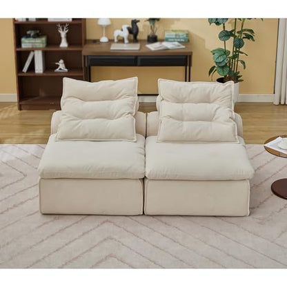 Apartment, Modular Sofa,Chair,2 Seats,Fabric,Upholstered,Soft,Lumbar Pillow, with backrest,Reading Nook, Living Room, Lounge,No Armrests,66 * 37.9 * 33''