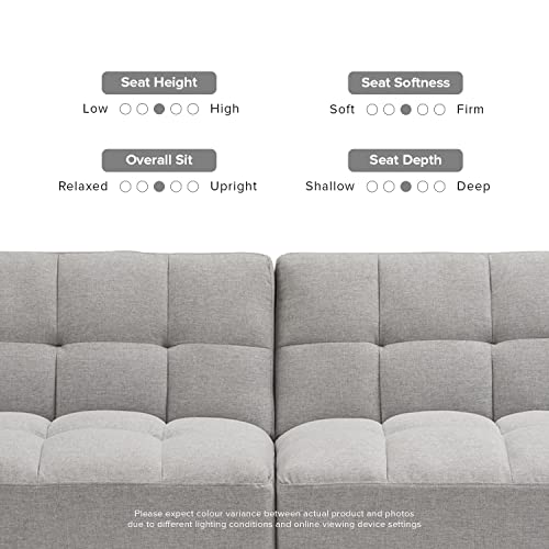 mopio 76.4" Futon Sofa Bed Tufted Styled, Sleeper Couch (Light Gray, Fabric) - color: Light Gray, Fabric