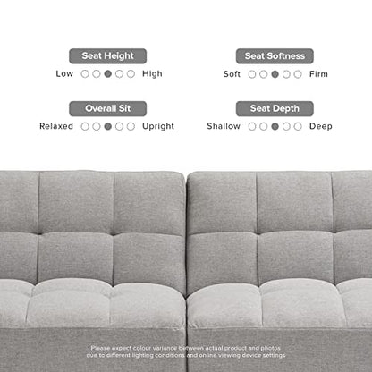 mopio 76.4" Futon Sofa Bed Tufted Styled, Sleeper Couch (Light Gray, Fabric) - color: Light Gray, Fabric