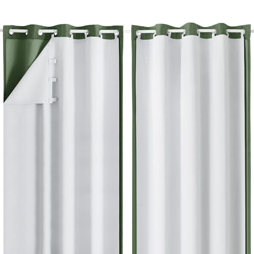 Aiyufeng 패널 2개 100% 암막 커튼 라이너, 160cm(63인치) 커튼용, 각 127cm(50인치) 너비 147cm(58인치), 세트당 라이너 2개, 링 18개, 작은 창문용 그레이 화이트 - size: 50"W x 58"L (Pack of 2)