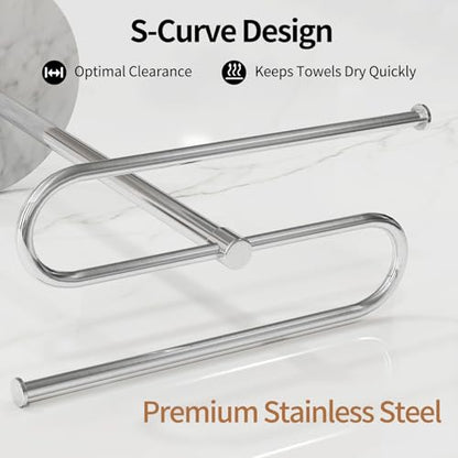 STWWO Hand Towel Holder for Bathroom Countertop with Marble Base | S-Shape Towel Stand Holds 2 Towels, Rust-Proof Stainless Steel Towel Rack for Kitchen, Brushed Nicke - color: Brushed Nickel