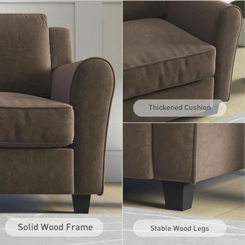 Bonzy Home 2 Piece Sofa Set, 2-Seater Sofa Couch Set of 2, Modern Comfy Sofa with Thick Cushion for Living Room Apartment Office, Brown - color: Brown, size: 58"+58"(2 + 2 Seat)