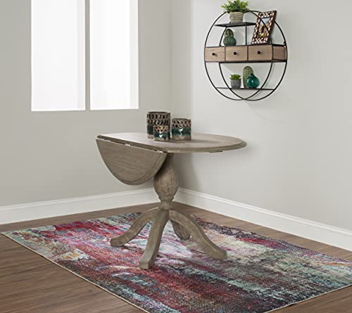 Linon Home Decor Mauro Antique Rustic Brown Drop Leaf Small Dining Table with Pedestal Base - color: Antique Rustic Brown