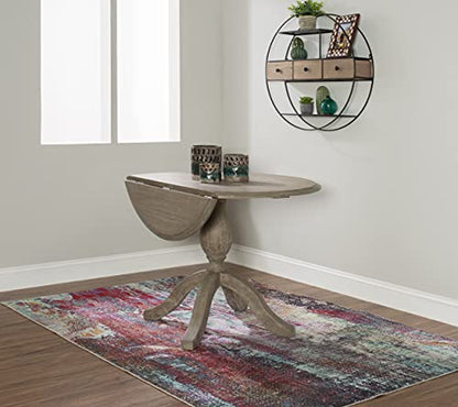 Linon Home Decor Mauro Antique Rustic Brown Drop Leaf Small Dining Table with Pedestal Base - color: Antique Rustic Brown