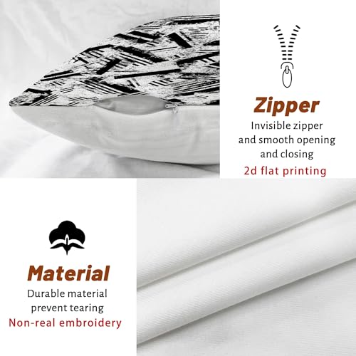 Stripes Throw Pillow Covers Set of 2, Modern Abstract Brush Patterns Texture None Black Soft Velvet Washable Cover Decorative Pillows for Home Living Room Bedroom Dorm Couch Decor 16x16 Inch - size: 16" x 16" (Pack of 2)