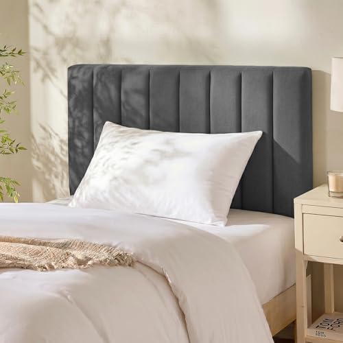 Nestl Upholstered Twin Headboard - Easy Assemble Channel Stitched Headboard Twin Size - Wall Mounted Headboards with 3D Soundproof Wall Panels Peel & Stick Floating Headboards, Grey - color: 05-grey, size: Twin
