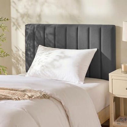 Nestl Upholstered Twin Headboard - Easy Assemble Channel Stitched Headboard Twin Size - Wall Mounted Headboards with 3D Soundproof Wall Panels Peel & Stick Floating Headboards, Grey - color: 05-grey, size: Twin