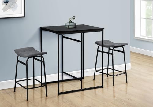 Contemporary Rectangular Counter Height Dining Table Small with Black Laminate Top and Metal Base Ideal for Modern Homes