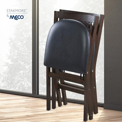 Stakmore Premium Solid Wood Dining Table Compact Folding Chair Set with Fabric Padded Upholstered Seat, Espresso/Black (Set of 2) - color: Espresso