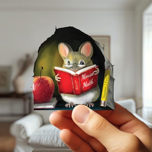 eacher’s Pet Mouse Wall Sticker – Adorable 3D Reading Mouse Décor for Classroom, Kids Room & Book Lover Gift by MICESTERPIECE - style: TeachersPet