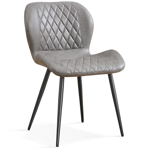 Dining Chair, Comfy Modern Dining Chairs with Thick Cushions, Upholstered Fabric Kitchen Side Chairs with Adjustable Metal Legs for Dining Room (Light Grey) - color: Light Grey, size: Set of 1