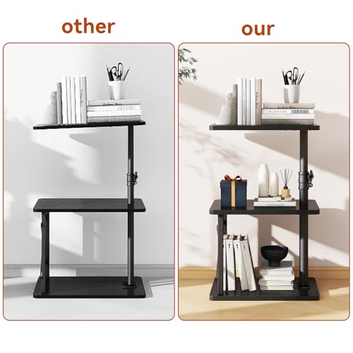 IBUYKE 360° Swivel Height Adjustable C Shaped Side Table,Black UTVT006B | Tv Tray Table,End Table for Small Spaces Sofa Bed,With Storage Shelf,3-Tier Night Stand,For Living Room,Bedroom - color: Black