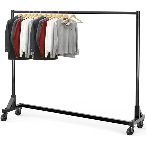 Simple Houseware Industrial Grade Z-Base Garment Rack, 63" W/500Lb, Black - color: Black
