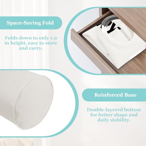WOOHA 125L Large laundrybasket,Collapsible laundry hamper, Tall Clothes Baskets Folding Washing Bin Foldable Fabric Hamper Bags for Bedroom, Closet,Bathroom,College,laundry bag,beige - color: Beige, size: 125L-XXXL